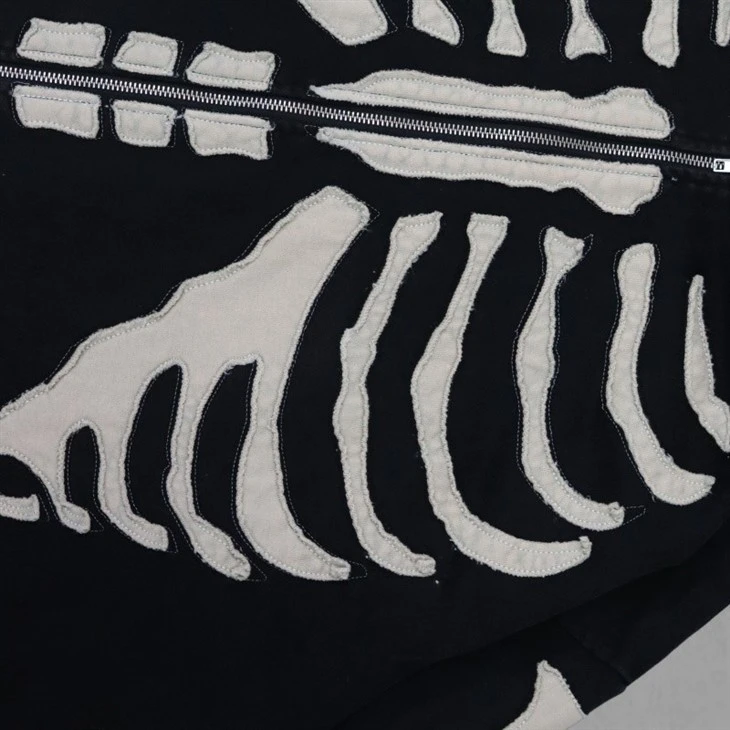380GSM Skull Applique Street Wear Hoodie For Fashion Brand