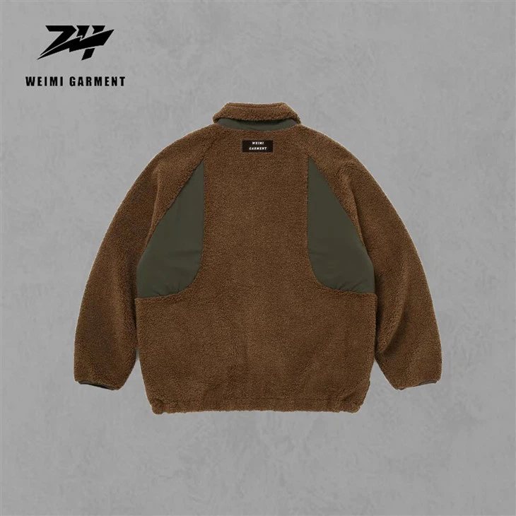 पुरुषों की काली और भूरी शेरपा ऊनी जैकेट