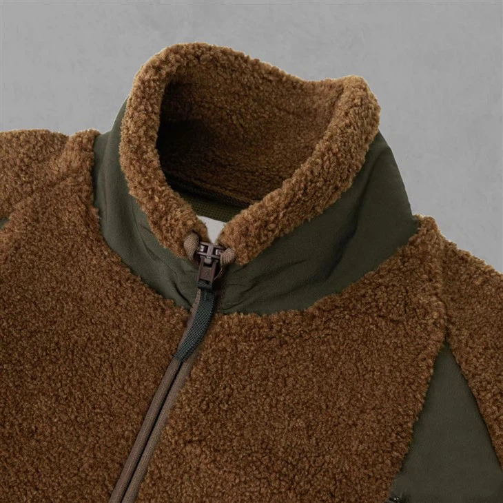Mens Black And Brown Sherpa Fleece Jacket
