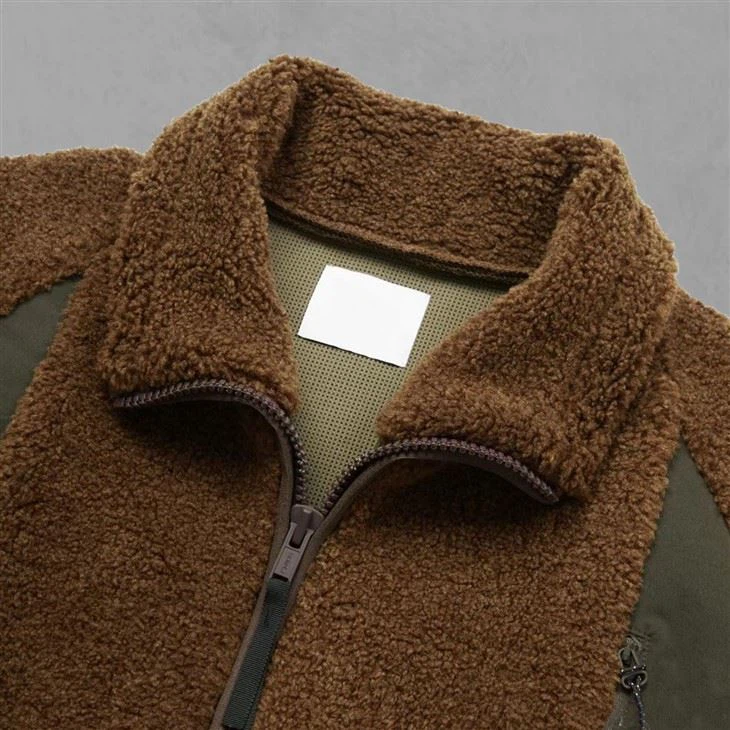 Mens Black And Brown Sherpa Fleece Jacket